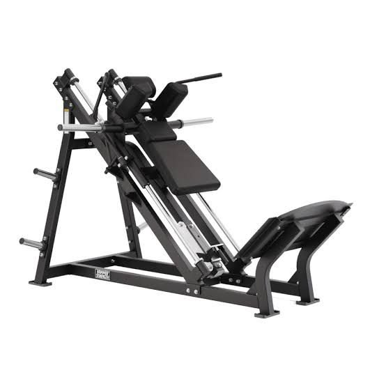 Incline hack squat machine for commercial gym